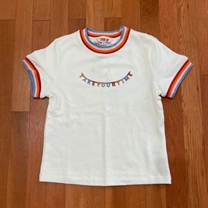 KEEN ON “TAKE YOUR TIME” COLORFUL 80s INSPIRED BABY TEE - NWT